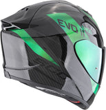 Full-Face Motorcycle Helmet Scorpion Exo Exo-1500 Carbon Air Carbon Fiber Black Green Platted Size Xxl