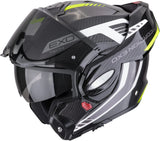 Casque Modulable Pour Moto Scorpion Exo Exo-Tech Evo Carbon Carbon Fiber Noir Néon Jaune Cosy Taille Xs