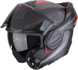 Flip-Up Motorcycle Helmet Scorpion Exo Exo-Tech Evo Carbon Carbon Fiber Matt Black Red Cosy Size L