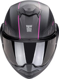 Casque Modulable Pour Moto Scorpion Exo Exo-Tech Evo Polycarbonate Noir Mat Rose Socius Taille M