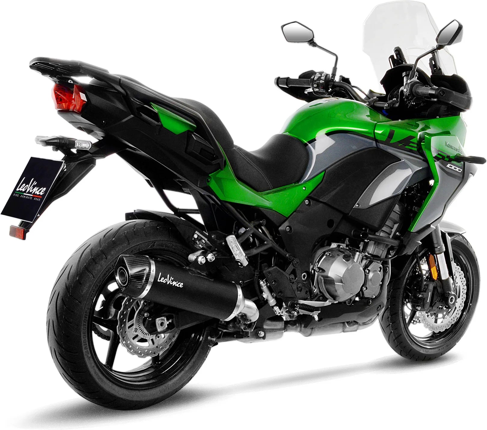 Système D'Échappement Homologué Au Niveau Sonore Nero Acier Embout Carbon Fiber - Leovince Compatible Avec Kawasaki Versys 1000 (2019-2024)