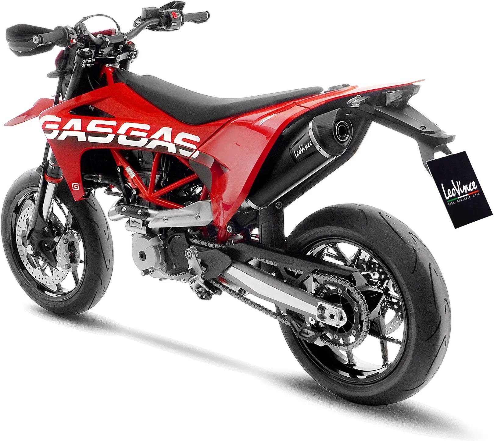 Système D'Échappement Complet Avec Catalyseur Et Homologation Acoustique Nero Acier Embout Carbon Fiber - Leovince Compatible Avec Gasgas Sm 700 (2022-2024)