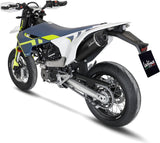 Complete Exhaust System Without Catalytic Converter And Without Sound Certification Nero Stainless Steel Carbon Fiber End Cap - Leovince Compatible With Husqvarna 701 Enduro - Lr (2021-2024)