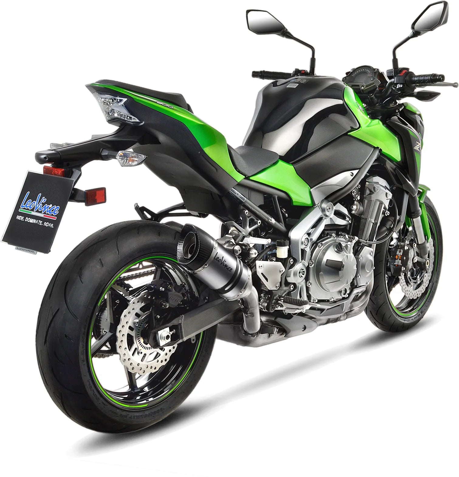 Système D'Échappement Homologué Au Niveau Sonore Lv Pro Acier Embout Carbon Fiber - Leovince Compatible Avec Kawasaki Z 900 (2017-2019)