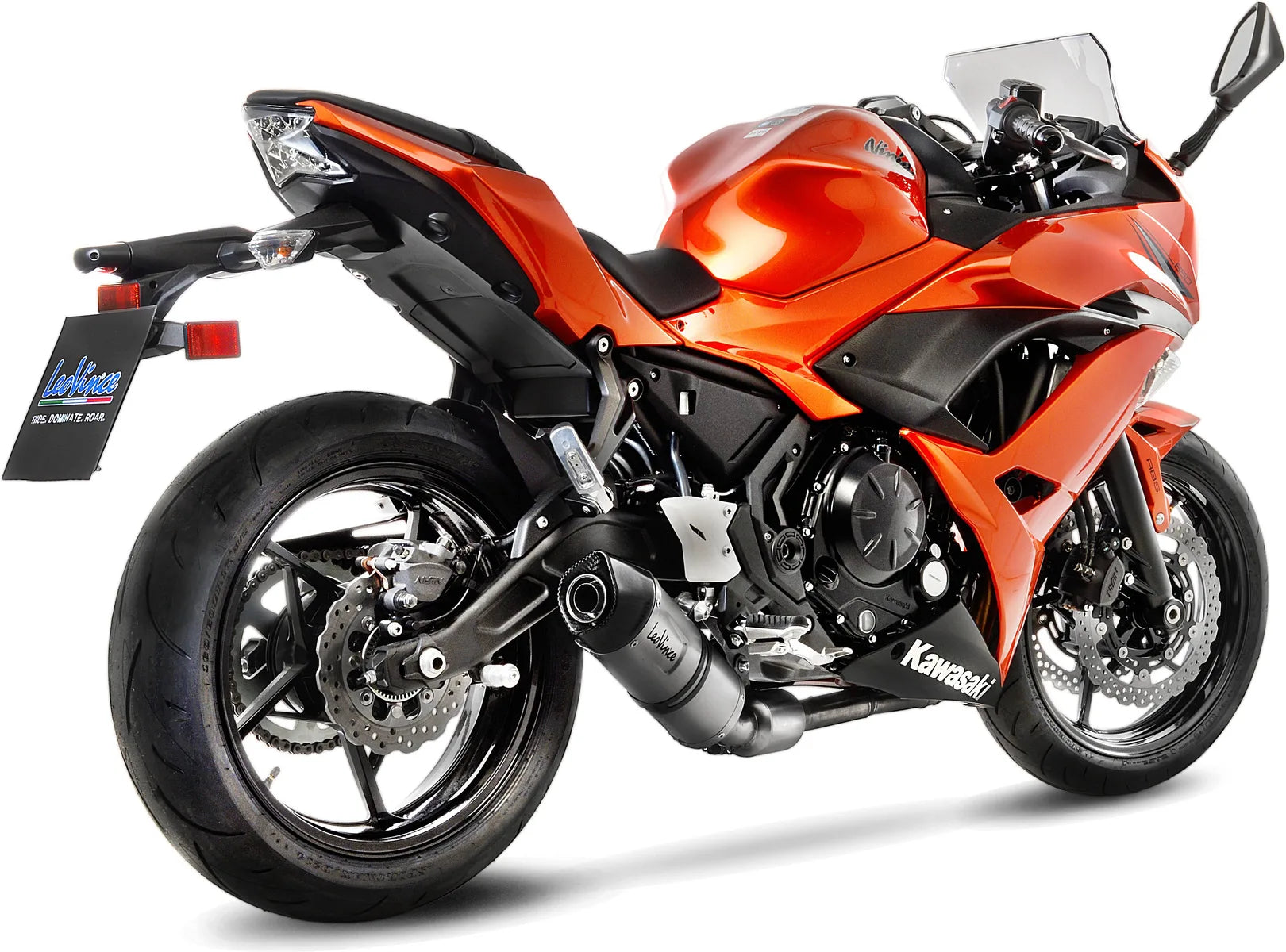 Système D'Échappement Complet Avec Catalyseur Et Homologation Acoustique Lv One Evo Acier Embout Carbon Fiber - Leovince Compatible Avec Kawasaki Ninja 650 (2017-2019)