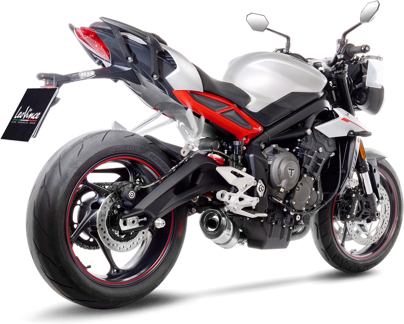 Exhaust Tip Without Sound Certification Lv One Evo Stainless Steel Carbon Fiber End Cap - Leovince Compatible With Triumph Street Triple 765 Rs (2017-2019)