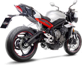 Exhaust Tip Without Sound Certification Lv One Evo Stainless Steel Carbon Fiber End Cap - Leovince Compatible With Triumph Street Triple 765 S - R Lrh (2020-2022)