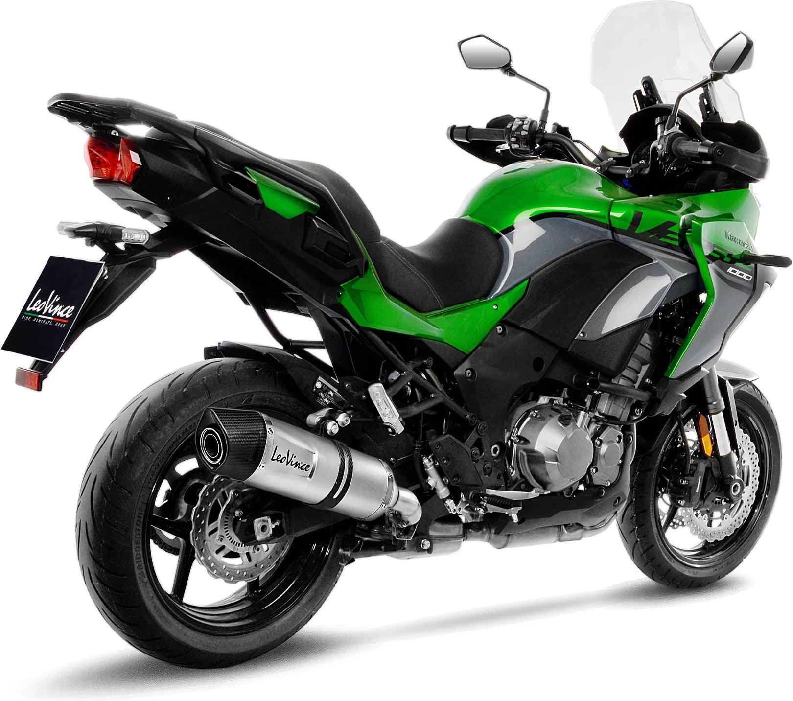 Échappement Sans Homologation Sonore Lv One Evo Acier Embout Carbon Fiber - Leovince Compatible Avec Kawasaki Versys 1000 (2019-2024)