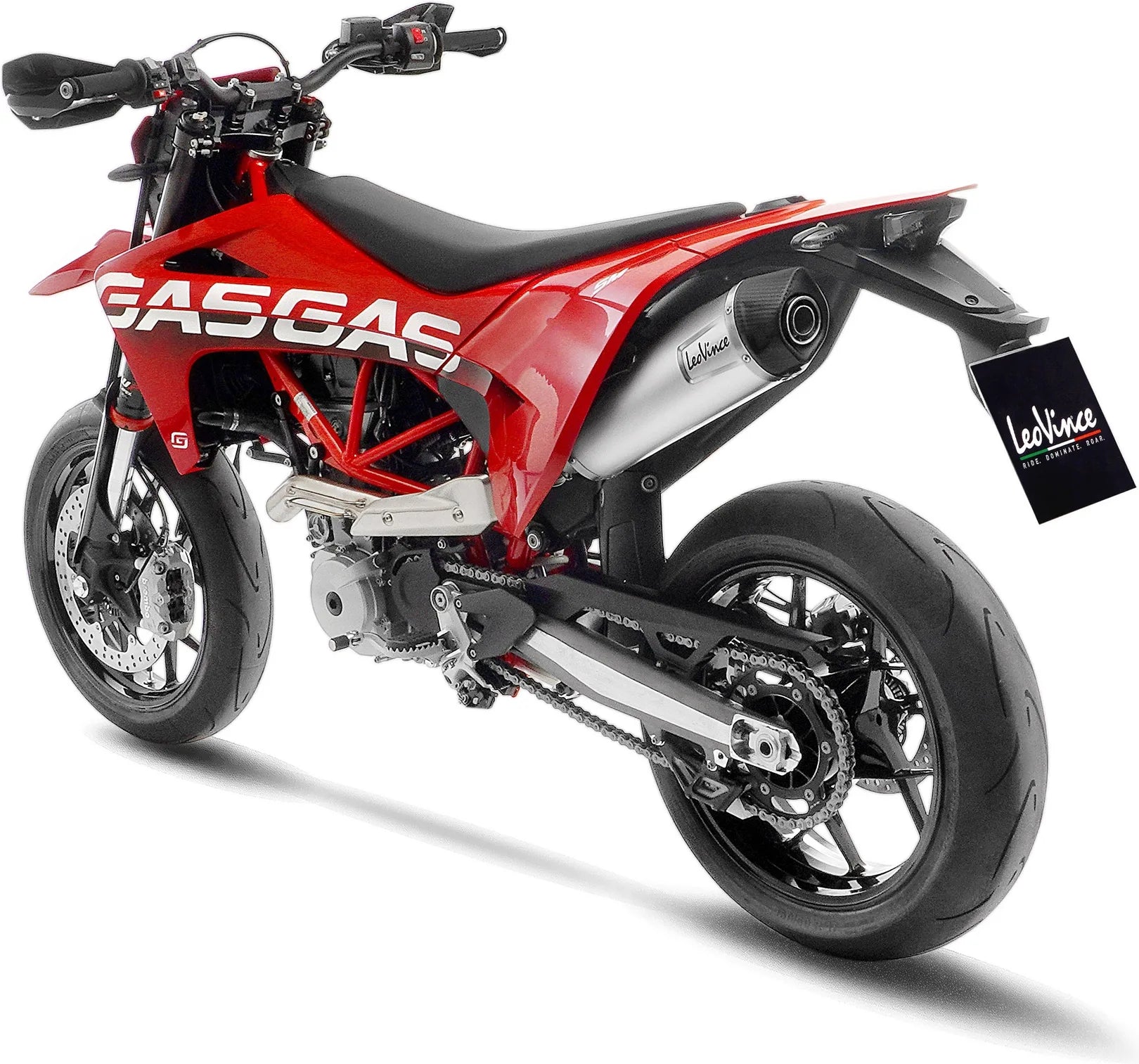 Échappement Sans Homologation Sonore Lv One Evo Acier Embout Carbon Fiber - Leovince Compatible Avec Gasgas Sm 700 (2022-2024)