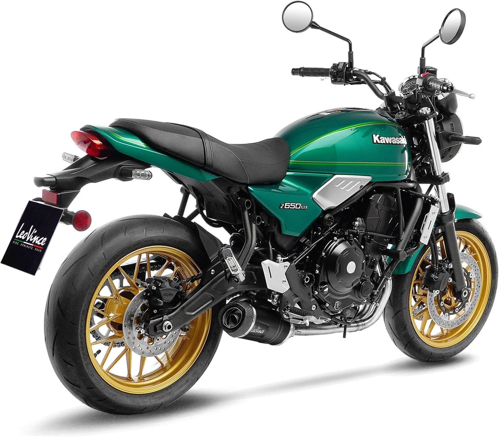 Système D'Échappement Complet Avec Catalyseur Et Homologation Acoustique Lv One Evo Acier Noir Embout Carbon Fiber - Leovince Compatible Avec Kawasaki Z 650 (2021-2026)