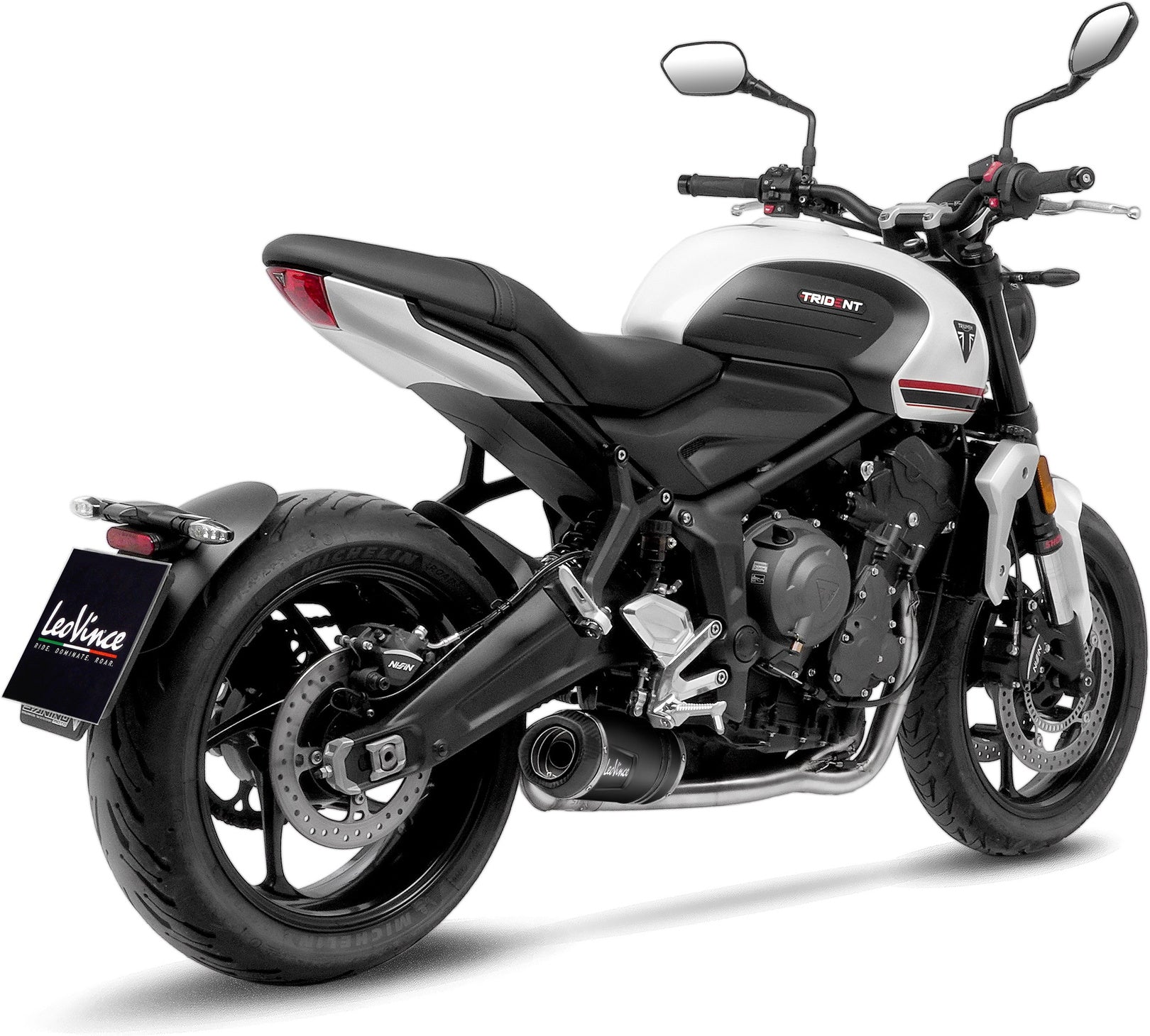 Complete Exhaust System Without Catalytic Converter And Without Sound Certification Lv One Evo Steel Black Carbon Fiber End Cap - Leovince Compatible With Triumph Tiger 660 Sport (2022-2024)