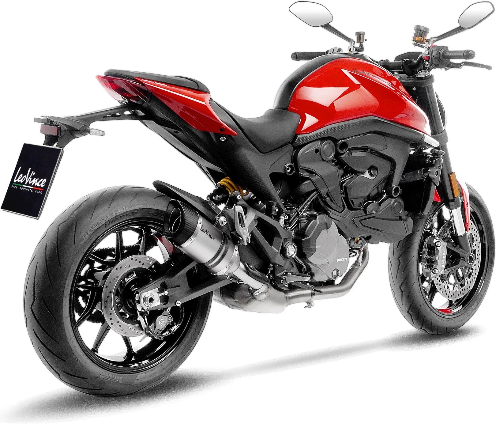 Système D'Échappement Homologué Au Niveau Sonore Lv Pro Acier Embout Carbon Fiber - Leovince Compatible Avec Ducati Monster 937 (2021-2024)