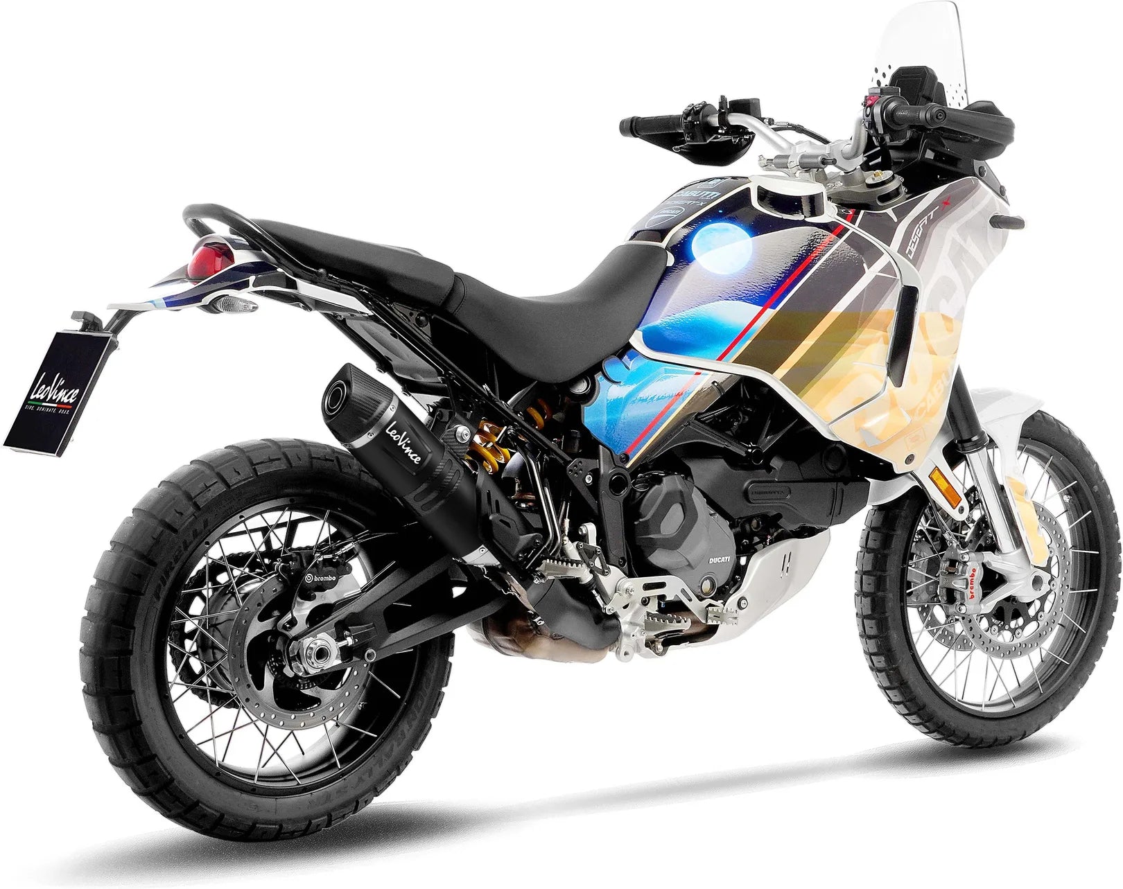 Système D'Échappement Homologué Au Niveau Sonore Lv One Evo Acier Noir Embout Carbon Fiber - Leovince Compatible Avec Ducati Desert-X (2022-2024)