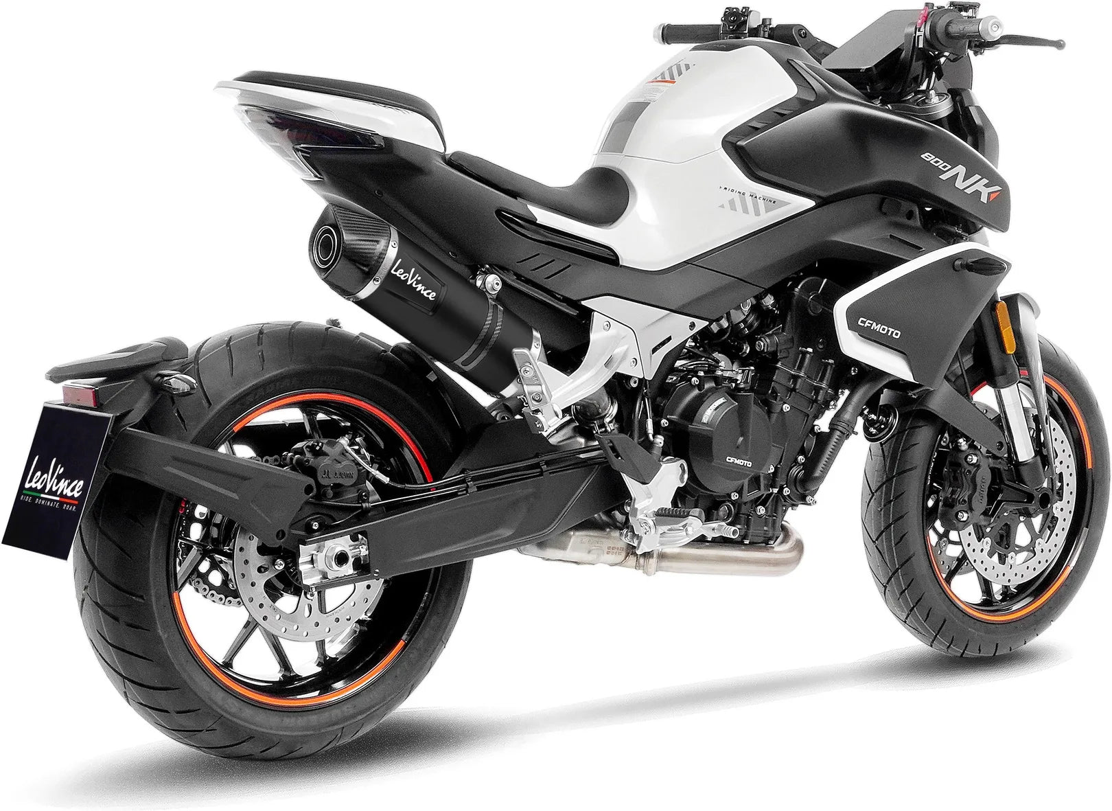 Échappement Sans Homologation Sonore Lv One Evo Acier Noir Embout Carbon Fiber - Leovince Compatible Avec Cfmoto 800 Nk Sport (2023-2024)