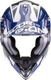 Casque Off-Road Pour Moto Scorpion Exo Vx-16 Evo Air Polycarbonate Blanc Bleu Jaune Analog Taille L