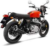 Double Sortie D'Échappement Sans Homologation Acoustique Classic Racer Acier Noir Embout Acier - Leovince Compatible Avec Royal Enfield Continental Gt 650 (2019-2026)