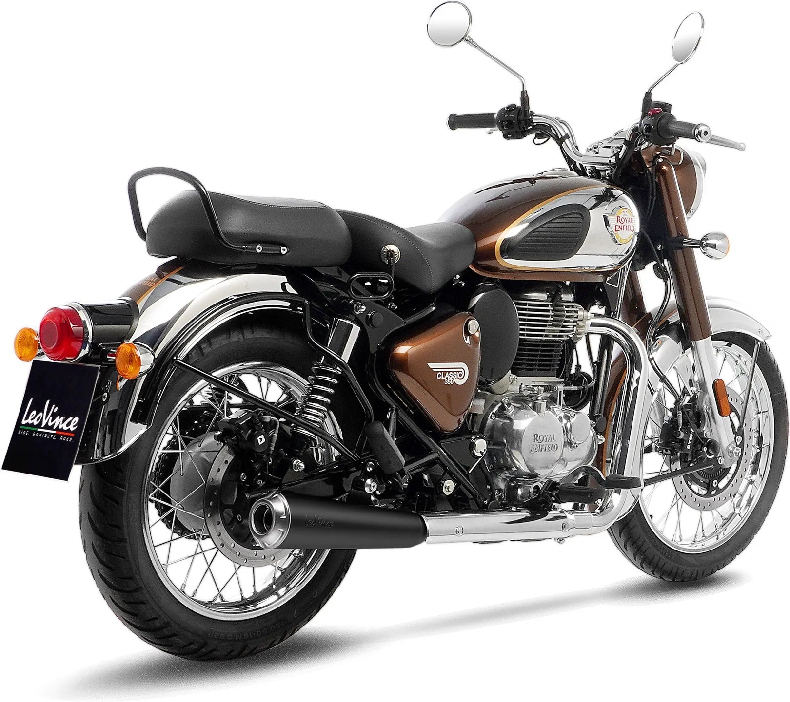 Échappement Sans Homologation Sonore Classic Racer Acier Noir Embout Acier - Leovince Compatible Avec Royal Enfield Classic 350 (2021-2024)