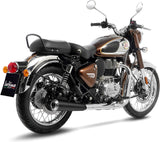Système D'Échappement Homologué Au Niveau Sonore Classic Racer Acier Noir Embout Acier - Leovince Compatible Avec Royal Enfield Meteor 350 (2021-2024)