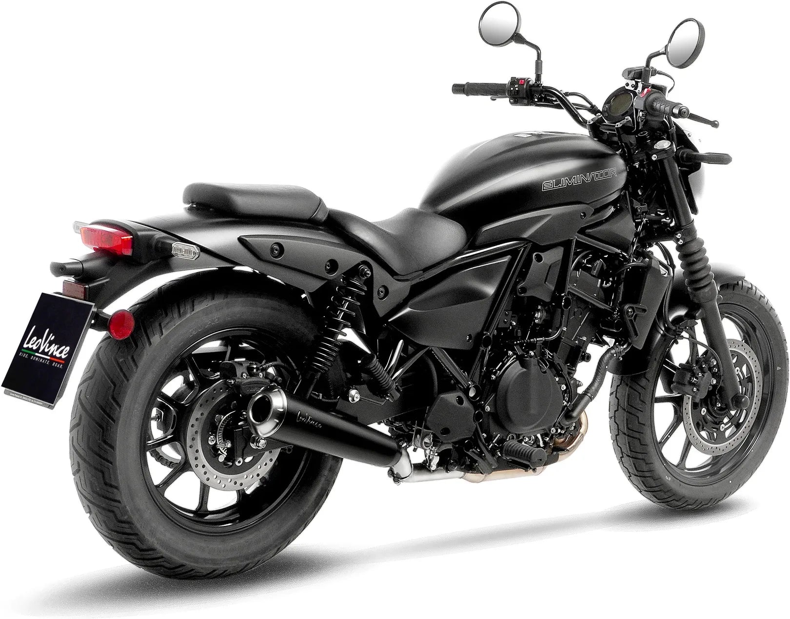 Échappement Sans Homologation Sonore Classic Racer Acier Noir Embout Acier - Leovince Compatible Avec Kawasaki Eliminator 500 - Se (2024-2026)
