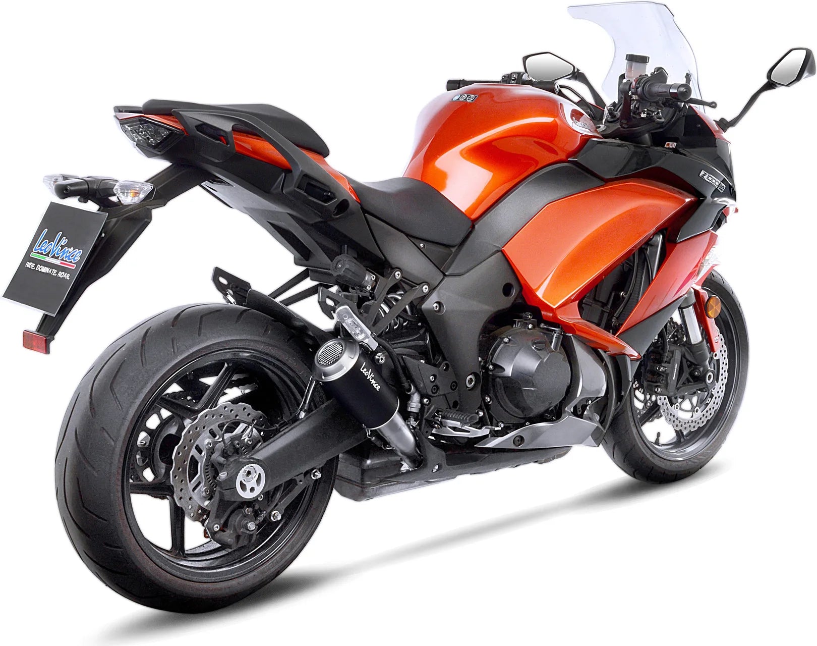 Double Sortie D'Échappement Homologuée Au Niveau Sonore Lv-10 Acier Noir Embout Acier - Leovince Compatible Avec Kawasaki Z 1000 (2017-2020)