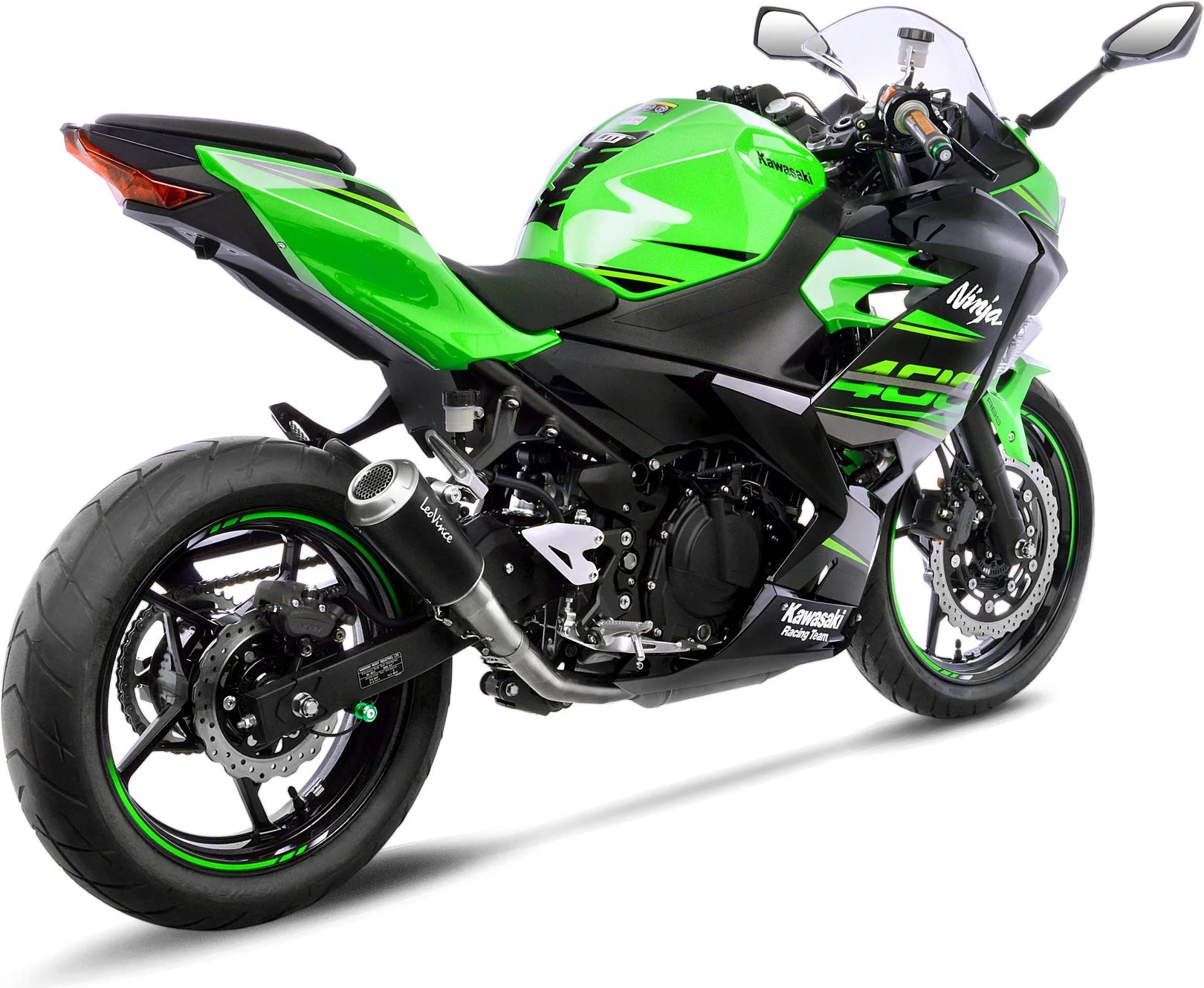Échappement Sans Homologation Sonore Lv-10 Acier Noir Embout Acier - Leovince Compatible Avec Kawasaki Ninja 400 (2018-2021)