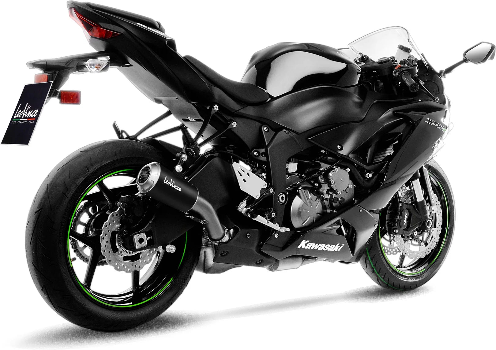 Échappement Sans Homologation Sonore Lv-10 Acier Noir Embout Acier - Leovince Compatible Avec Kawasaki Zx 6R Ninja (2024-2026)