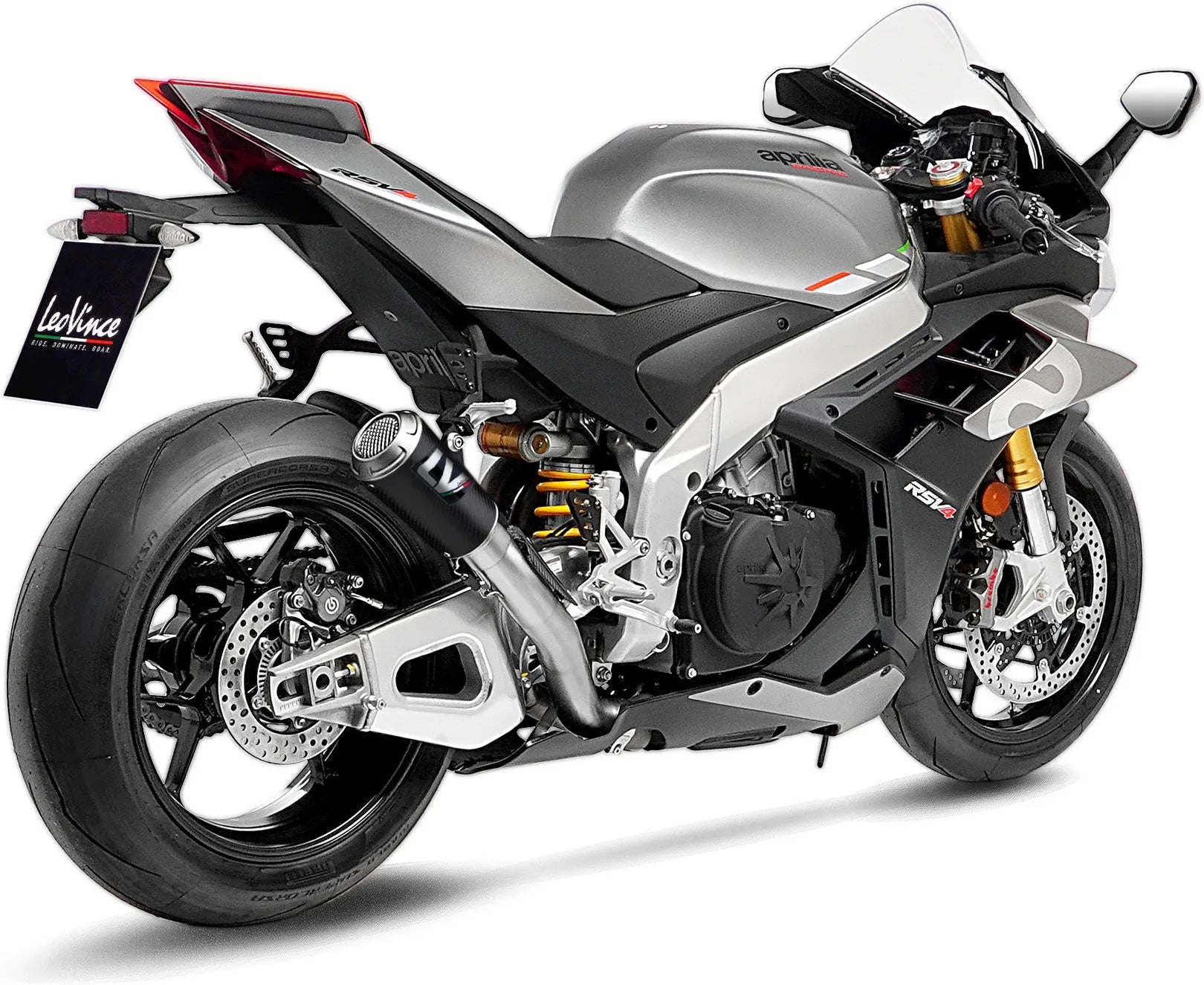 Échappement Sans Homologation Sonore Lv-10 Carbon Fiber Embout Acier - Leovince Compatible Avec Aprilia Rsv4 1100 Factory (2021-2024)