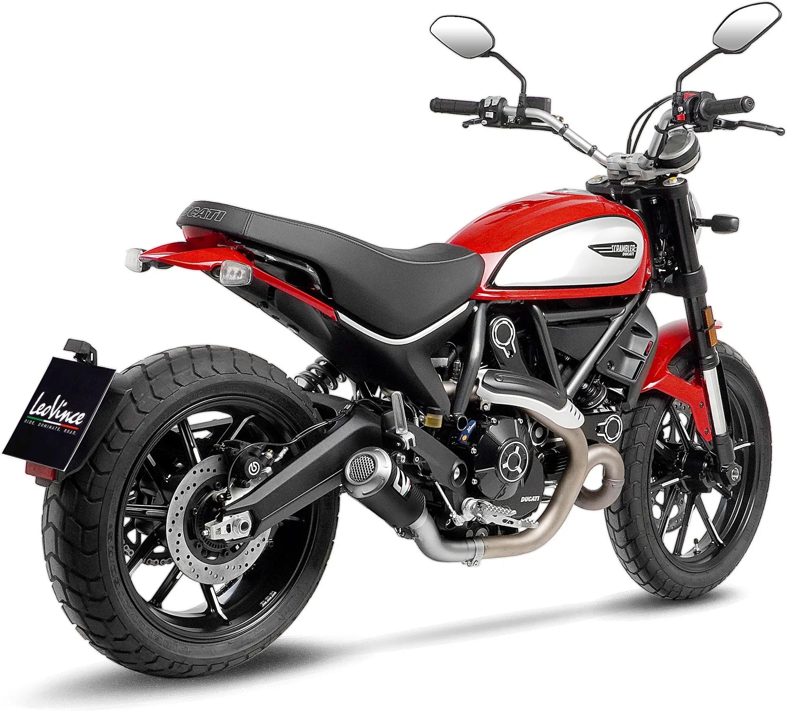 Échappement Sans Homologation Sonore Lv-10 Carbon Fiber Embout Acier - Leovince Compatible Avec Ducati Scrambler 800 Night Shift (2021-2022)