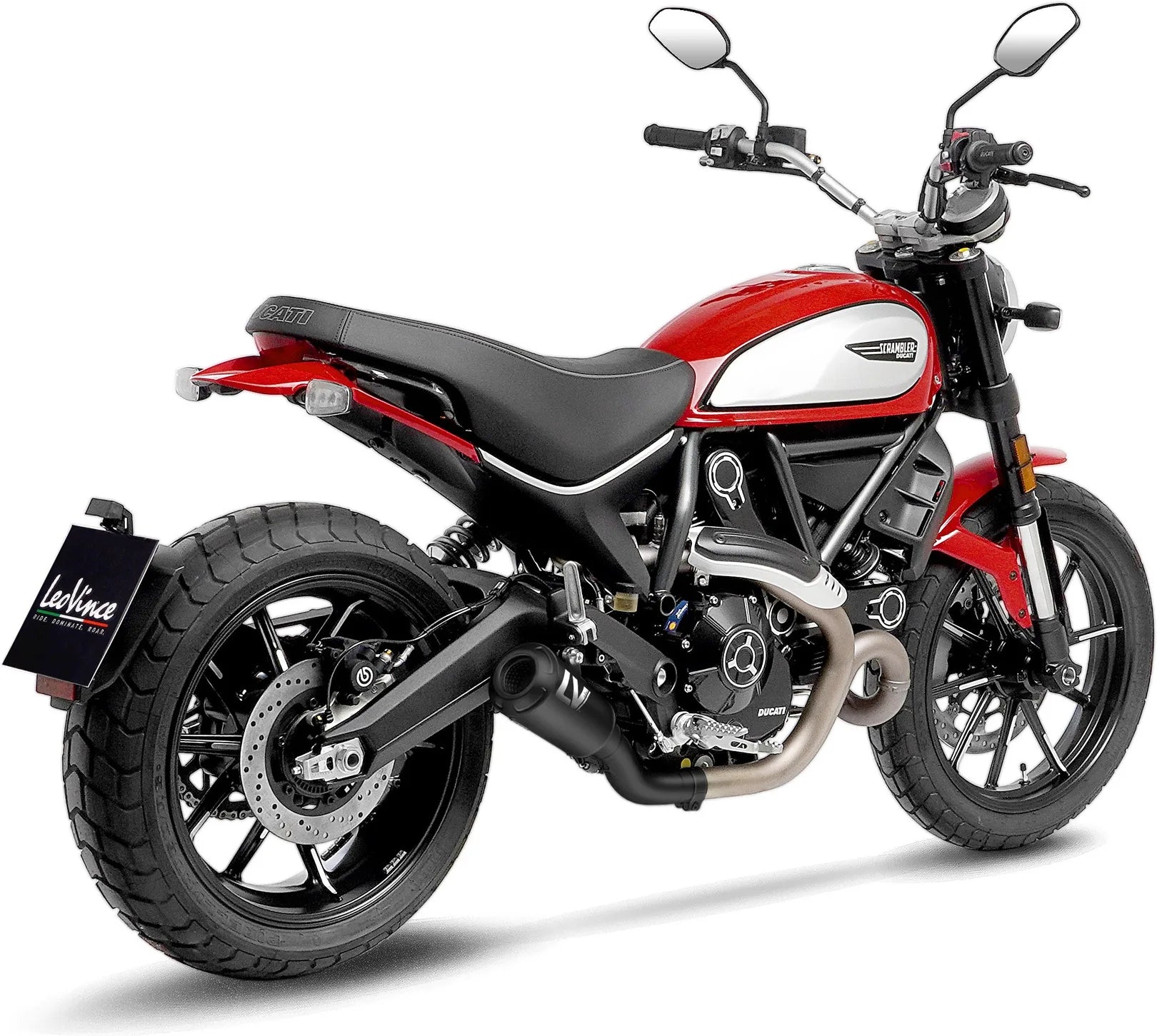 Échappement Sans Homologation Sonore Lv-10 Acier Full Noir Embout Acier Noir - Leovince Compatible Avec Ducati Scrambler 800 Urban Motard (2021-2022)