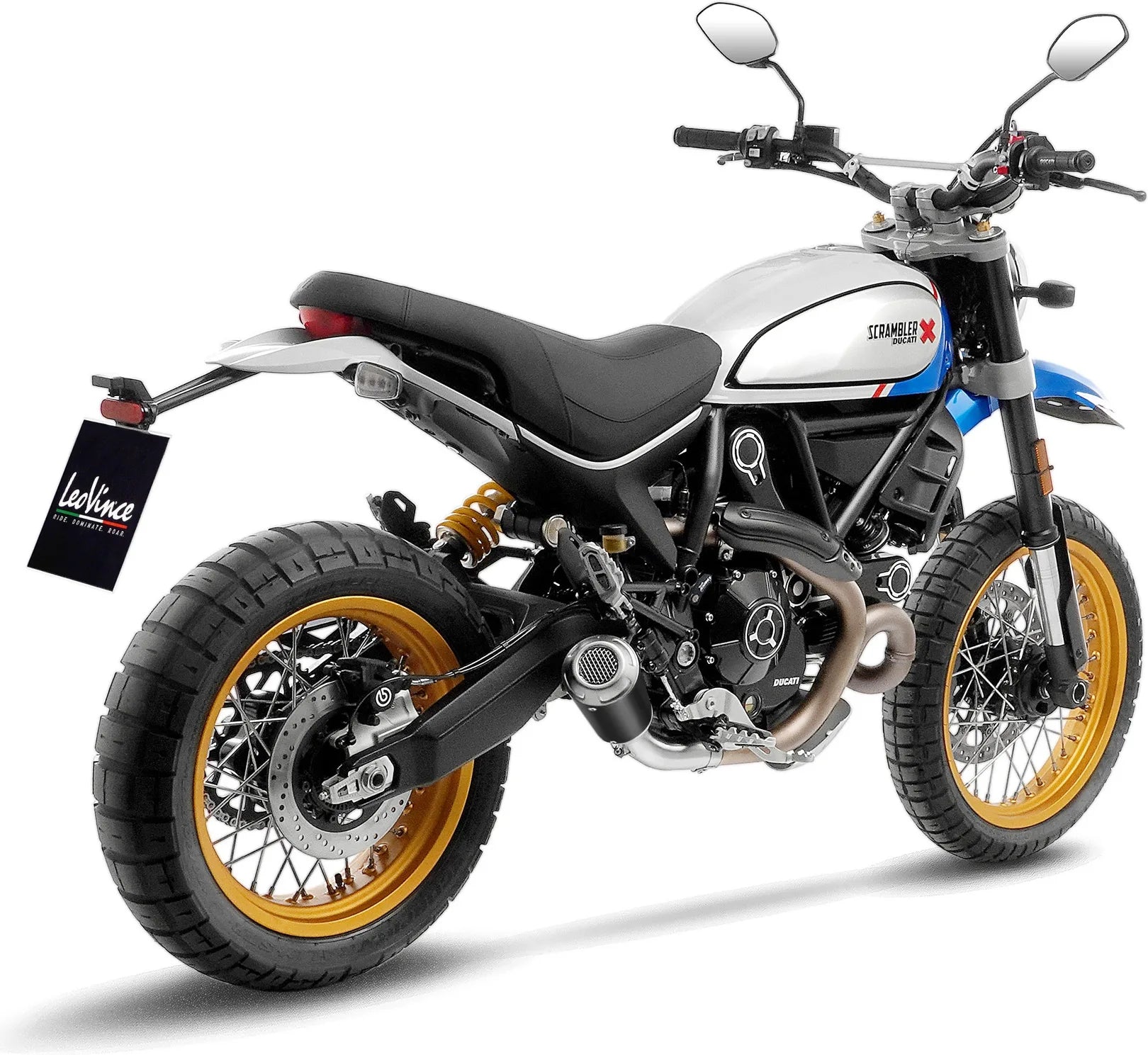 Échappement Sans Homologation Sonore Lv-10 Acier Noir Embout Acier - Leovince Compatible Avec Ducati Scrambler 800 Desert Sled (2021-2022)