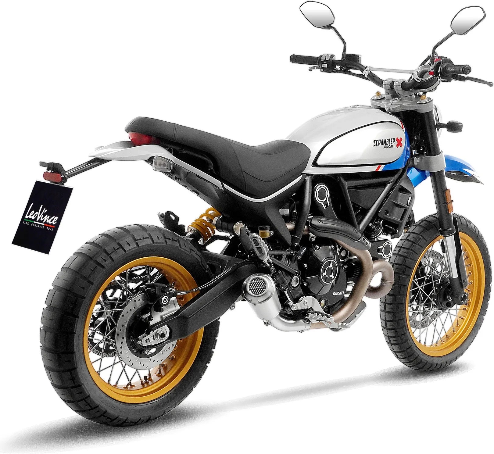 Échappement Sans Homologation Sonore Lv-10 Acier Embout Acier - Leovince Compatible Avec Ducati Scrambler 800 Desert Sled (2021-2022)