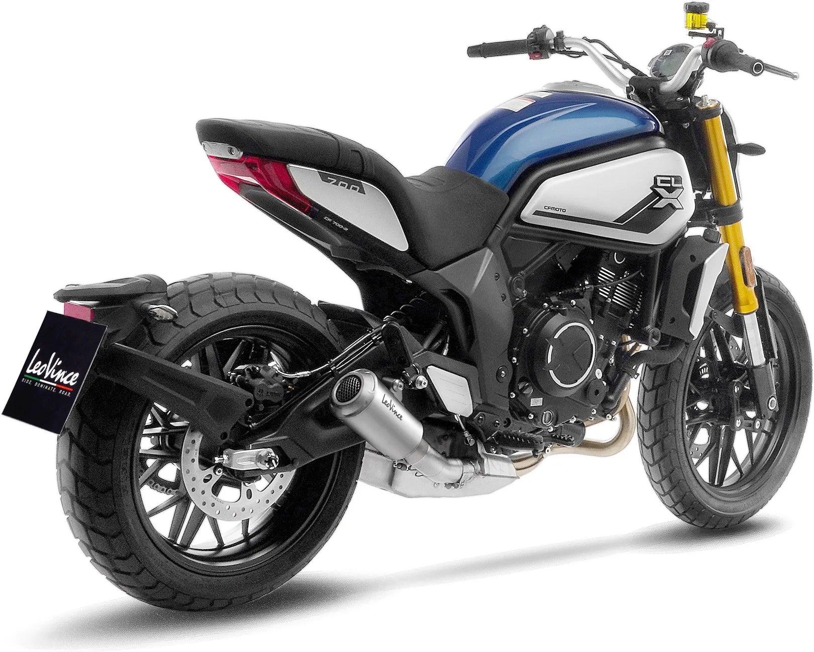 Système D'Échappement Homologué Au Niveau Sonore Lv-10 Acier Embout Acier - Leovince Compatible Avec Cfmoto 700 Cl-X Heritage (2021-2023)