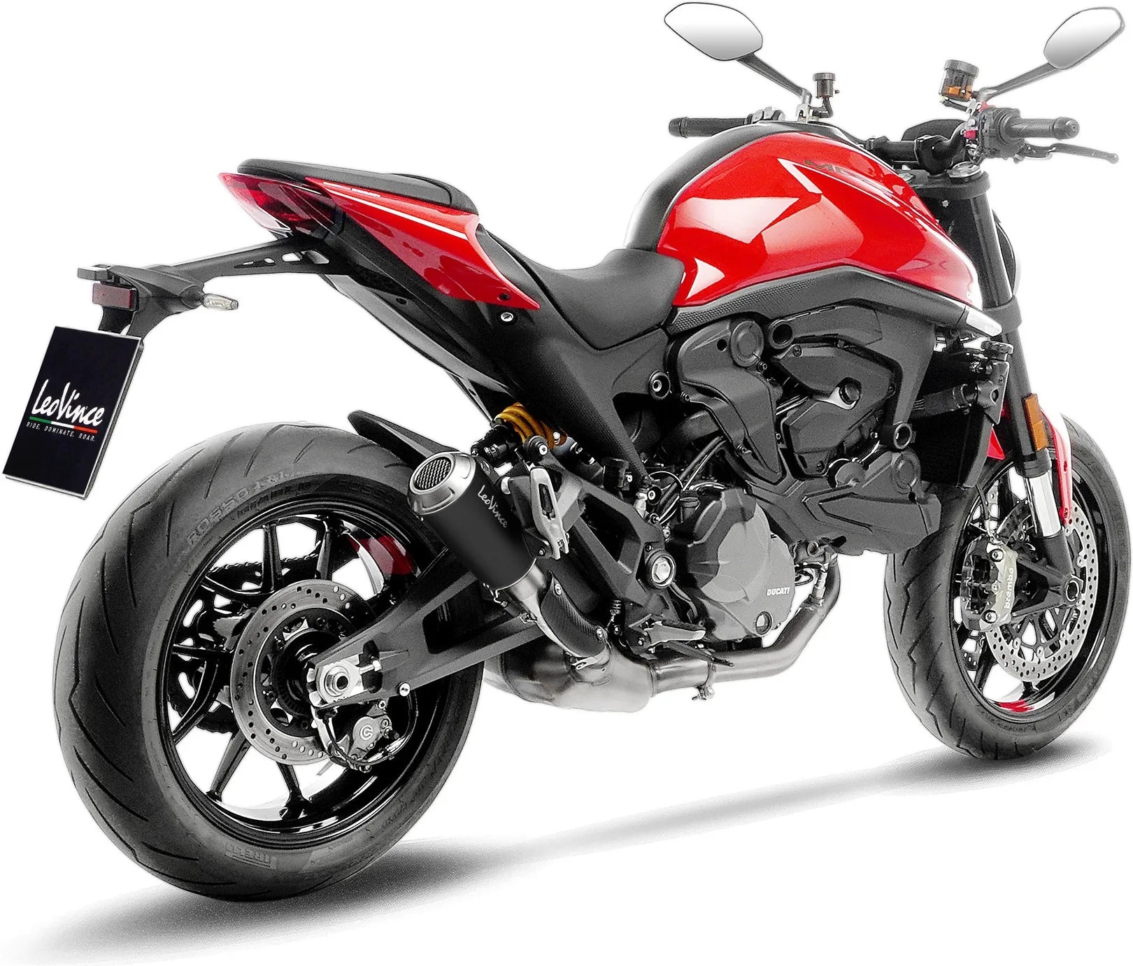 Échappement Sans Homologation Sonore Lv-10 Acier Noir Embout Acier - Leovince Compatible Avec Ducati Monster 937 (2021-2024)