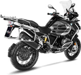 Système D'Échappement Homologué Au Niveau Sonore Lv-12 Acier Noir Embout Carbon Fiber - Leovince Compatible Avec Bmw R 1200 Gs Adventure (2017-2018)