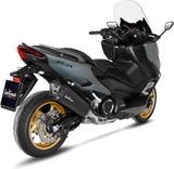Système D'Échappement Complet Avec Catalyseur Et Homologation Acoustique Lv-12 Acier Noir Embout Carbon Fiber - Leovince Compatible Avec Yamaha Xp 560 T-Max Tech Max (2020-2024)