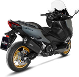 Système D'Échappement Complet Avec Catalyseur Et Homologation Acoustique Lv-12 Acier Full Noir Embout Carbon Fiber - Leovince Compatible Avec Yamaha Xp 560 T-Max (2020-2024)