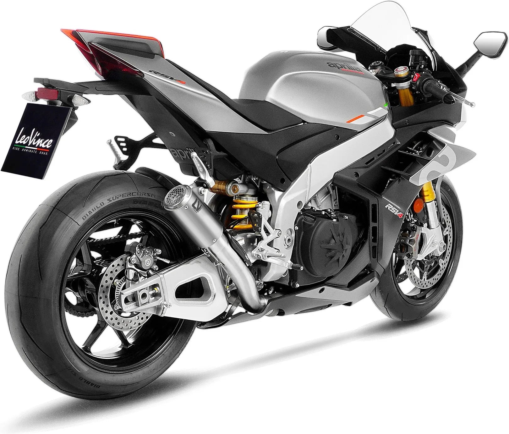 Échappement Sans Homologation Sonore Lv Corsa S Titanium Embout Acier - Leovince Compatible Avec Aprilia Tuono V4 1100 Factory (2019-2020)