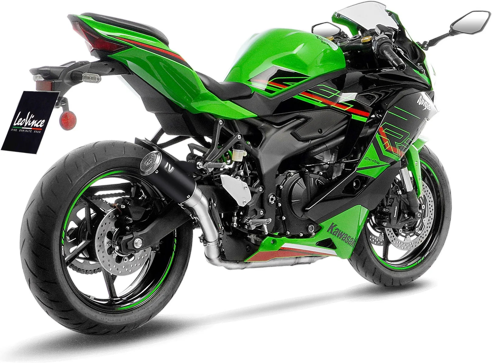 Échappement Sans Homologation Sonore Lv Corsa S Acier Noir Embout Acier - Leovince Compatible Avec Kawasaki Zx 4R (2024-2026)