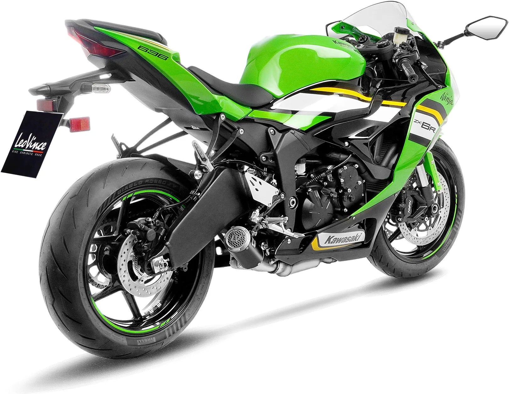 Échappement Sans Homologation Sonore Lv Corsa S Acier Noir Embout Acier - Leovince Compatible Avec Kawasaki Zx 6R Ninja (2024-2026)