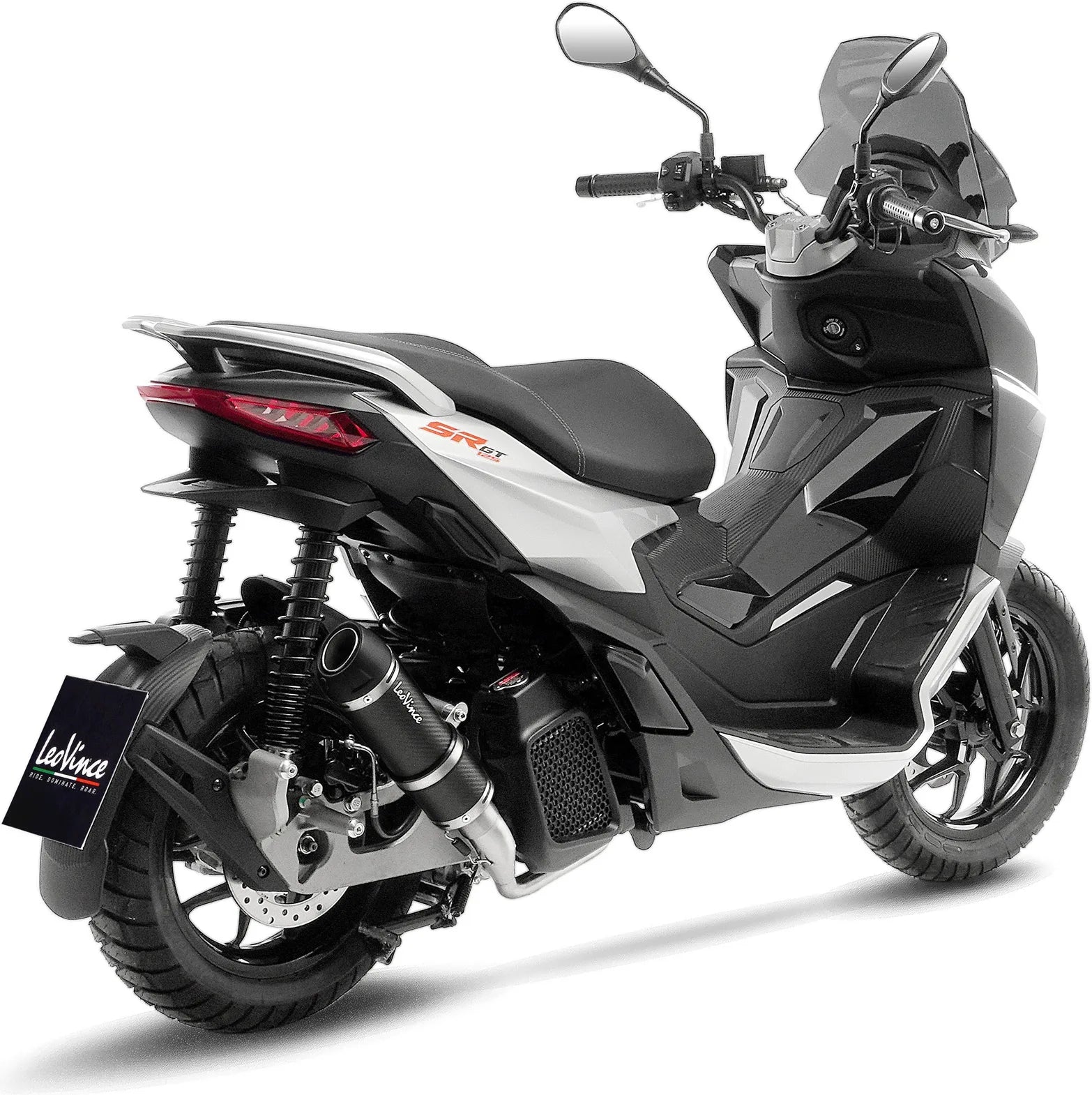 Système D'Échappement Complet Non Catalysé Et Sans Homologation Acoustique Gp Corsa Evo Carbon Fiber - Leovince Compatible Avec Aprilia Sr Gt 200 - Sport (2022-2024)