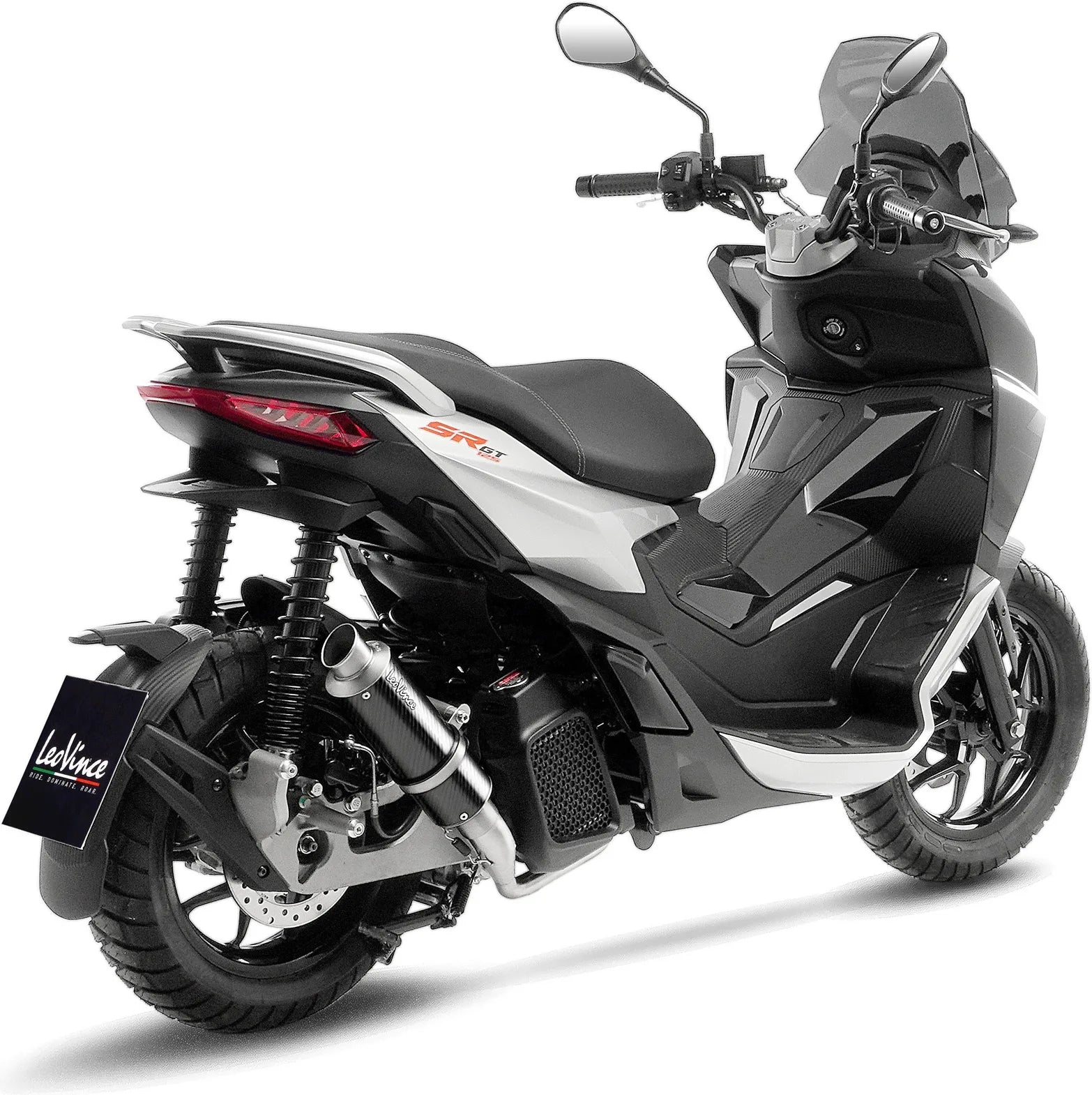 Système D'Échappement Complet Non Catalysé Et Sans Homologation Acoustique Gp Corsa Carbon Fiber - Leovince Compatible Avec Aprilia Sr Gt 125 - Sport (2022-2024)