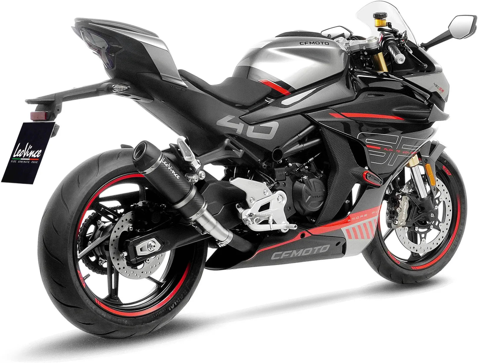 Échappement Sans Homologation Sonore Gp Corsa Evo Carbon Fiber - Leovince Compatible Avec Cfmoto 450 Ss - Sr (2023-2024)