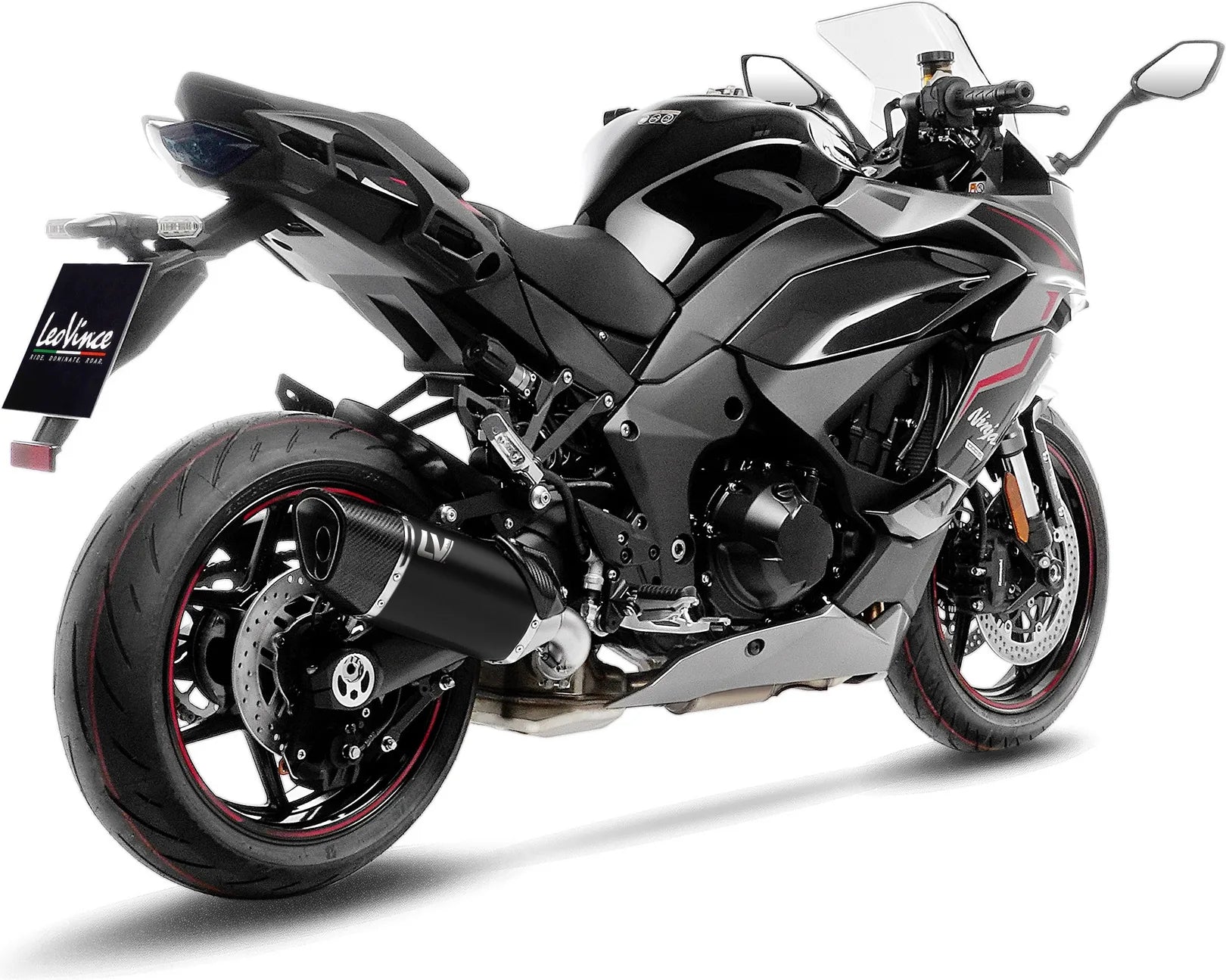 Système D'Échappement Homologué Au Niveau Sonore Lv-14 R Acier Noir Embout Carbon Fiber - Leovince Compatible Avec Kawasaki Ninja 1100 Sx Tourer (2025-2026)