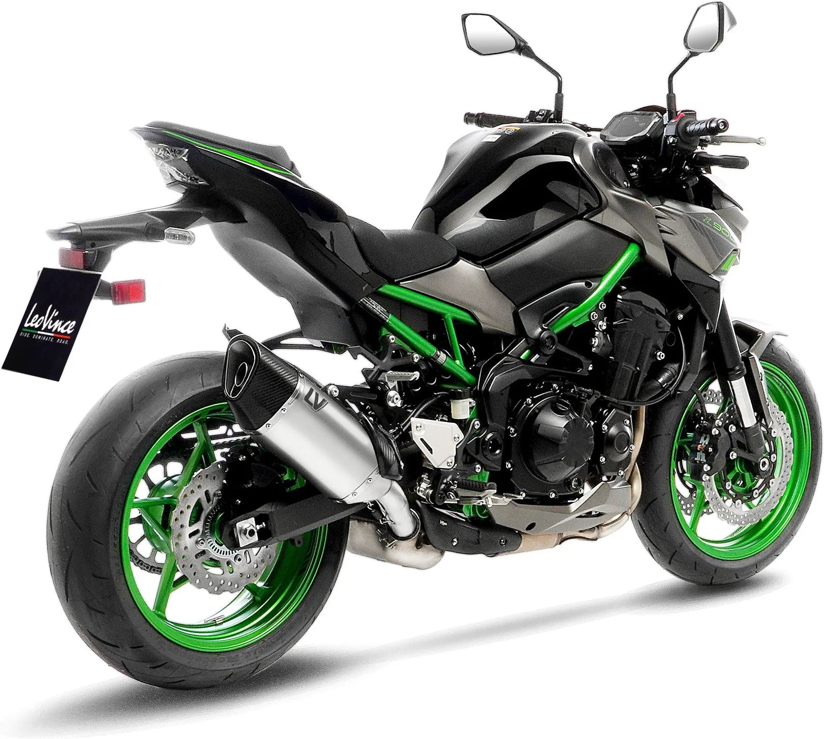 Échappement Sans Homologation Sonore Lv-14 R Titanium Embout Carbon Fiber - Leovince Compatible Avec Kawasaki Z 900 (2017-2019)