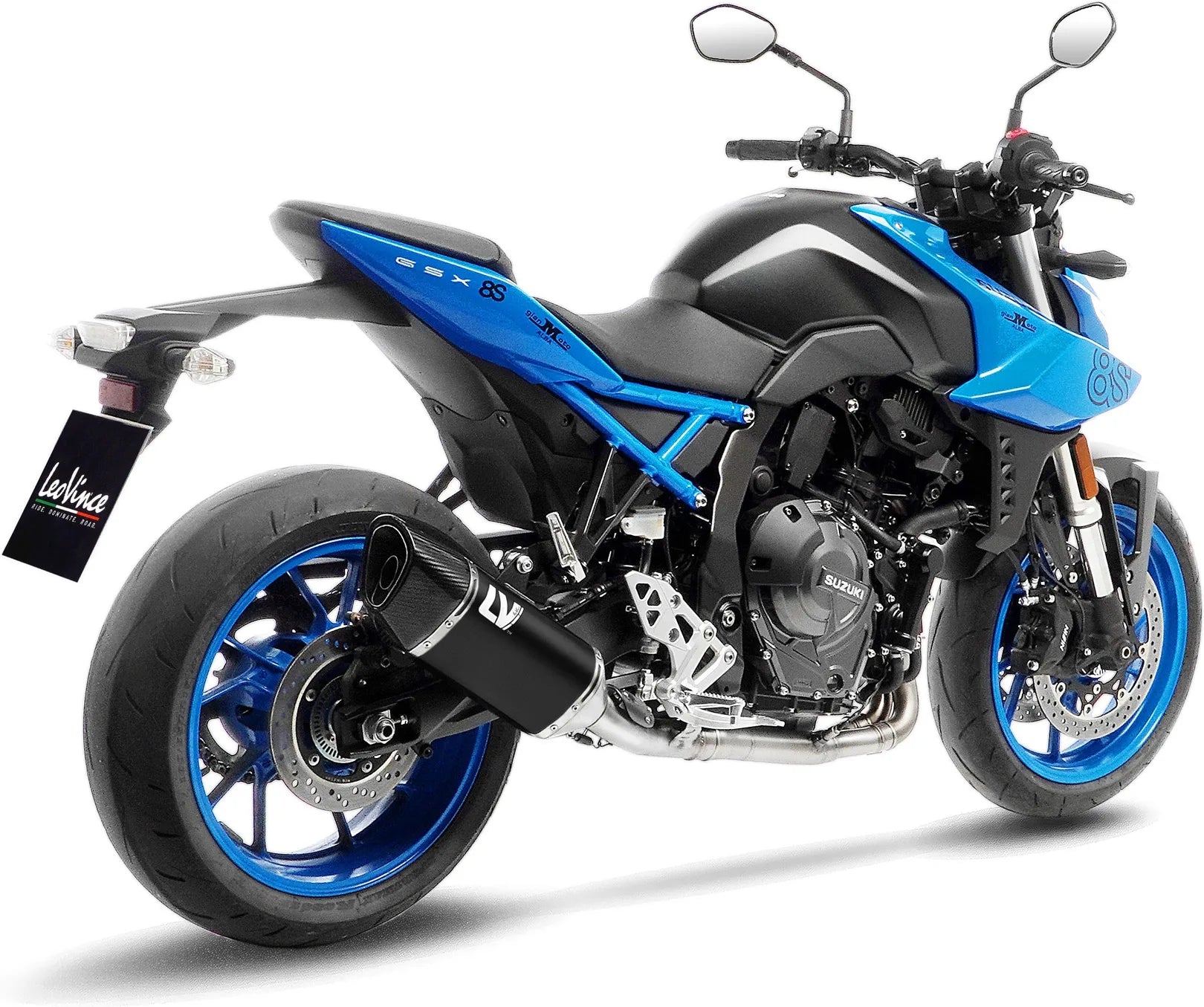 Système D'Échappement Complet Non Catalysé Et Sans Homologation Acoustique Lv-14 R Acier Noir Embout Carbon Fiber - Leovince Compatible Avec Suzuki Gsx 8S (2023-2024)
