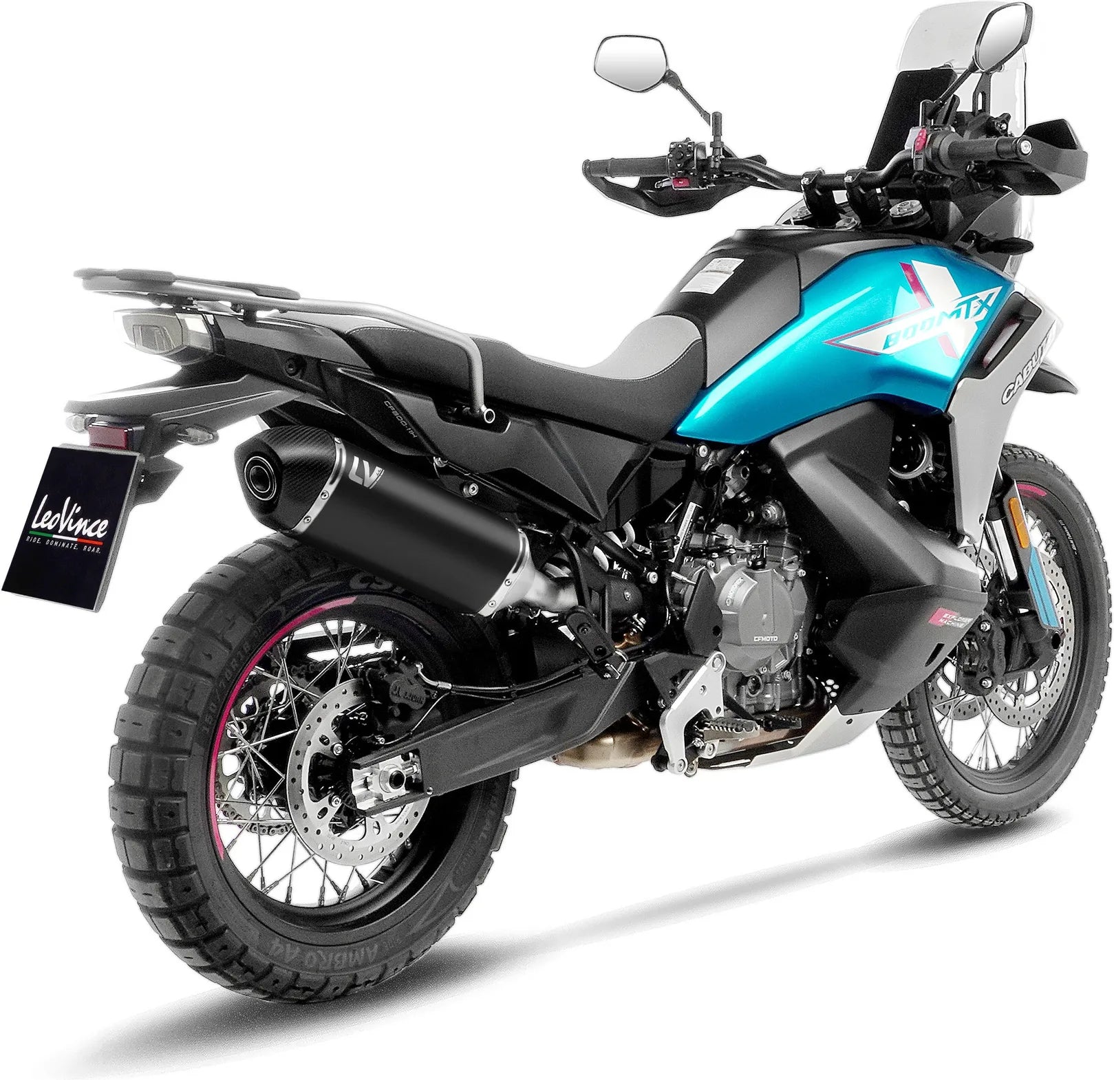 Échappement Sans Homologation Sonore Lv-14 Acier Noir Embout Carbon Fiber - Leovince Compatible Avec Cfmoto Ibex 800 E (2022-2024)