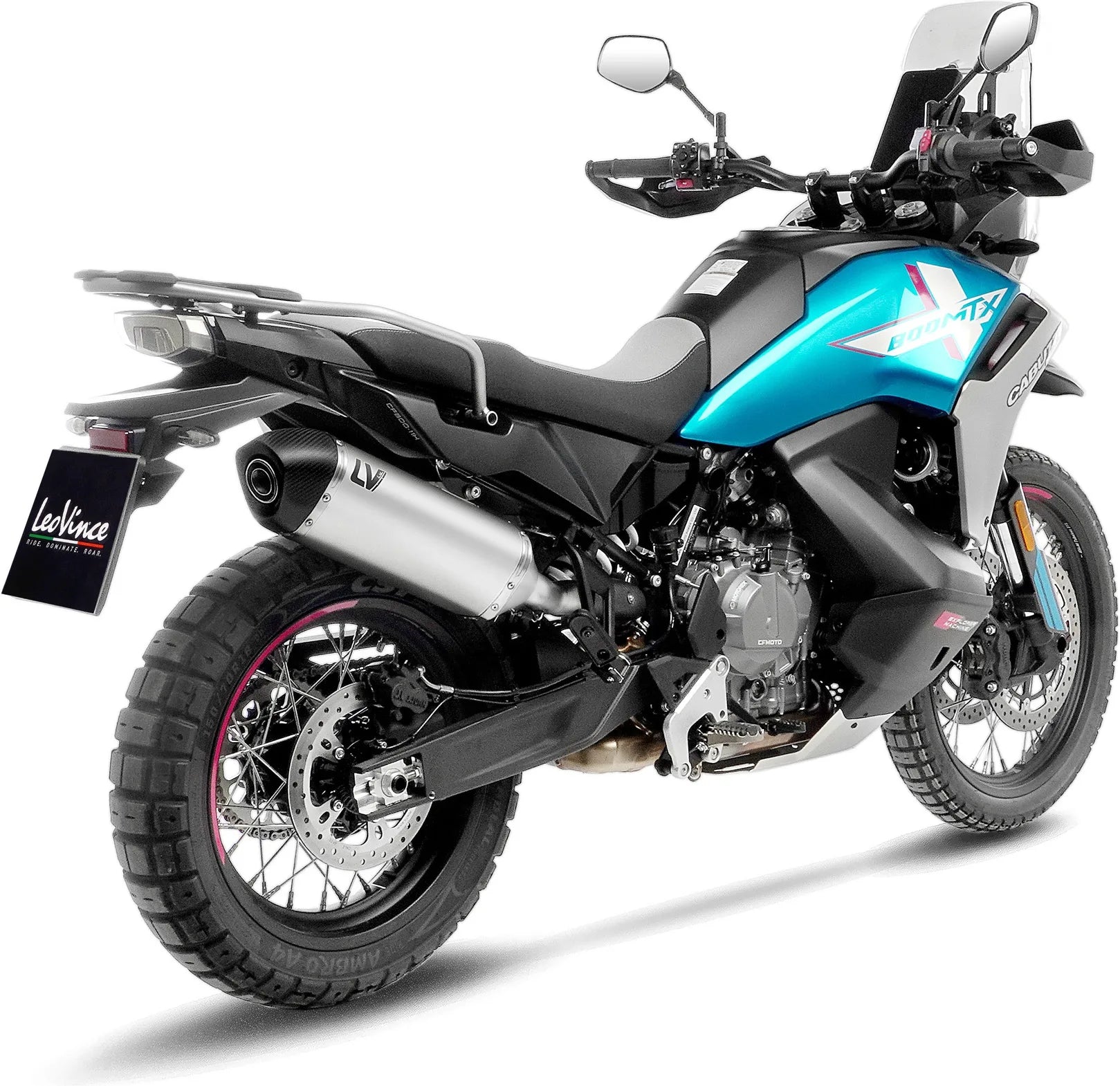 Échappement Sans Homologation Sonore Lv-14 Acier Embout Carbon Fiber - Leovince Compatible Avec Cfmoto 800 Mt-X (2025-2026)