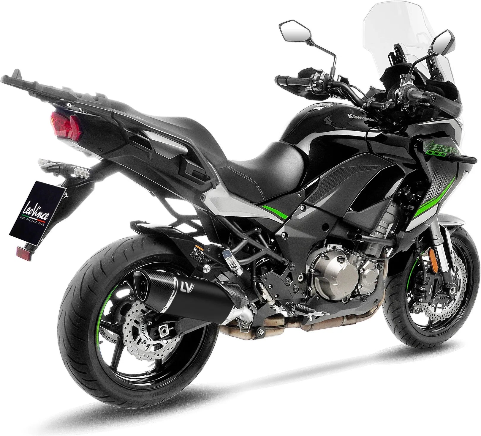Système D'Échappement Homologué Au Niveau Sonore Lv-14 R Acier Noir Embout Carbon Fiber - Leovince Compatible Avec Kawasaki Versys 1000 (2019-2024)