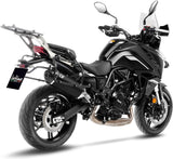 Système D'Échappement Homologué Au Niveau Sonore Lv-14 Acier Noir Embout Carbon Fiber - Leovince Compatible Avec Benelli Trk 702 - X (2023-2024)