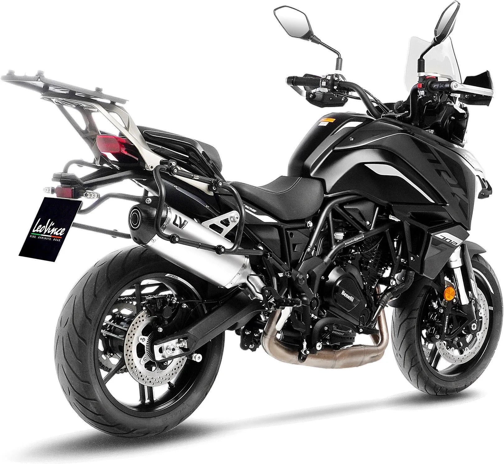 Échappement Sans Homologation Sonore Lv-14 Acier Embout Carbon Fiber - Leovince Compatible Avec Benelli Trk 702 - X (2023-2024)